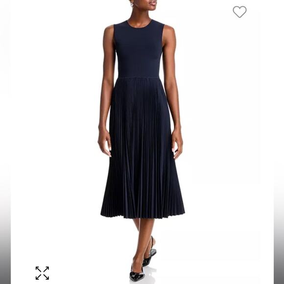 Theory Navy Pleated Combo Dress size Medium NWT Retails $595 - Picture 1 of 7